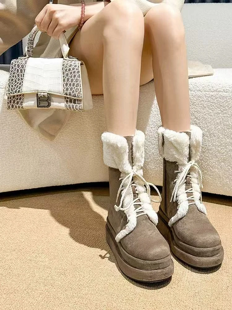 哈哈女鞋 2025秋冬新款韩女雪地棉6cm     A702