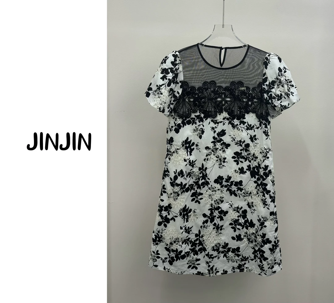 【JINJIN】2025夏季新款小众设计蕾丝连衣裙（7193)NO退NO换