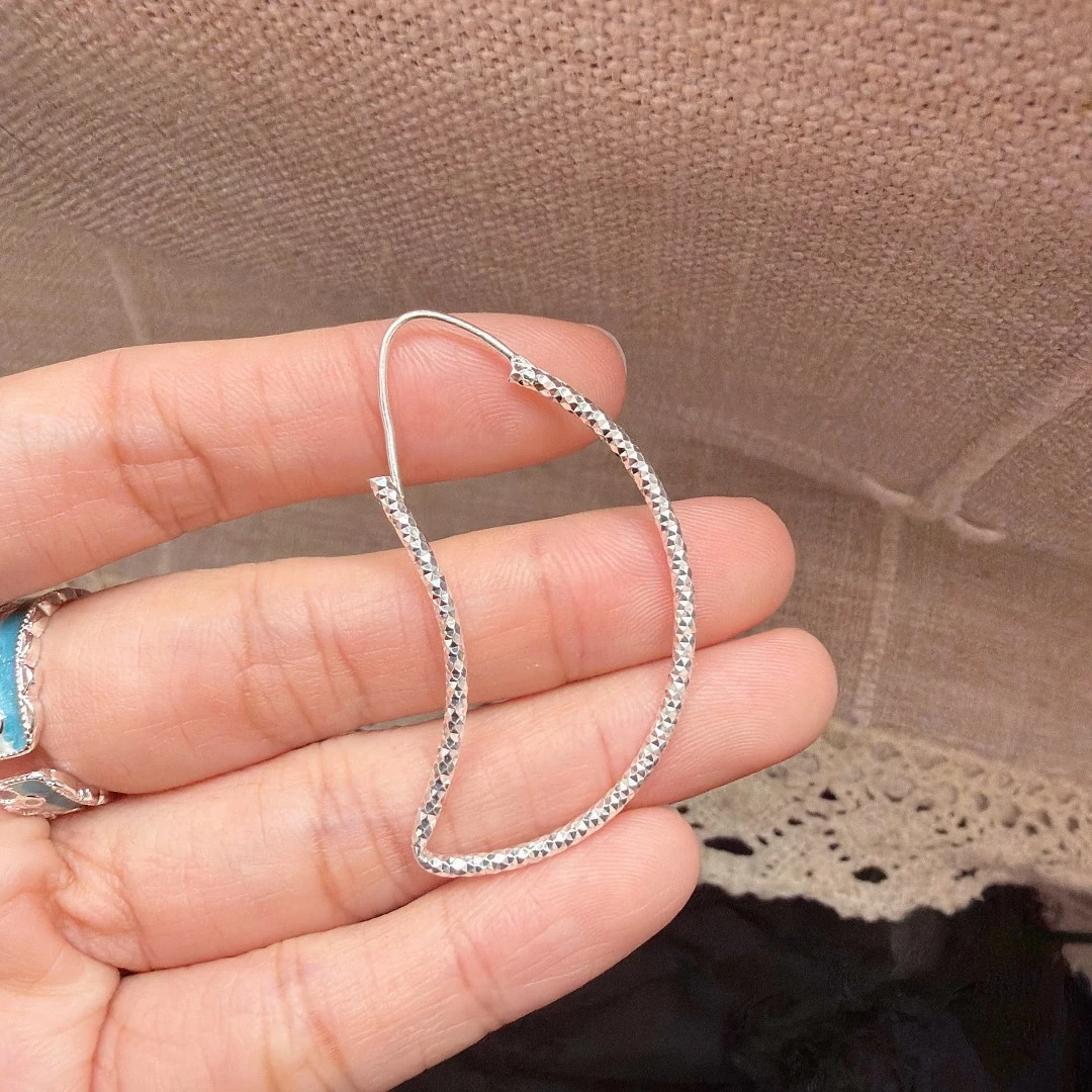 铭铭有你 足银耳饰 月亮 满天星大耳圈 G