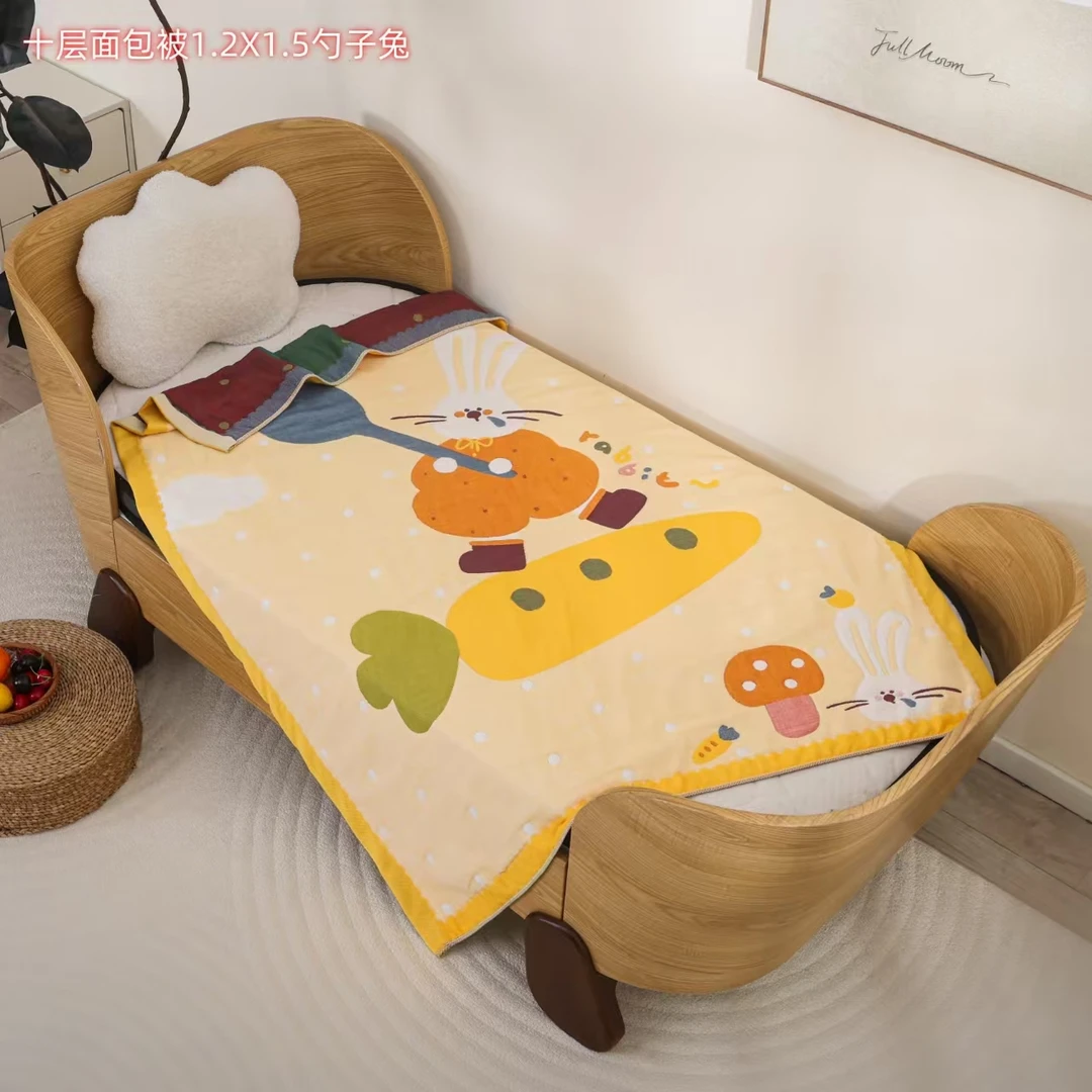 【勺子小兔】120*150  A类全棉纱布面包被
