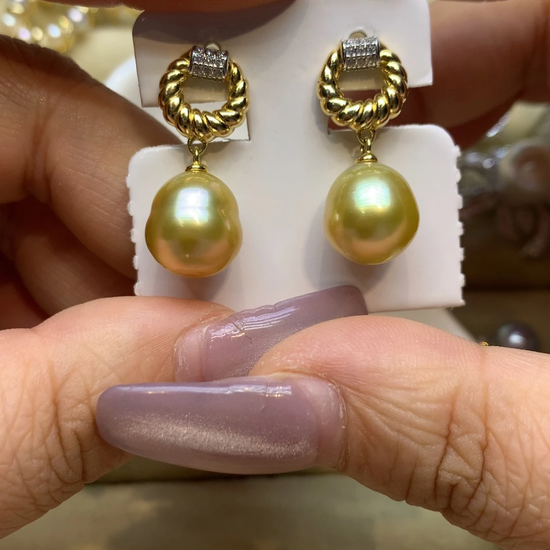 银S925镶嵌耳饰海水珍珠