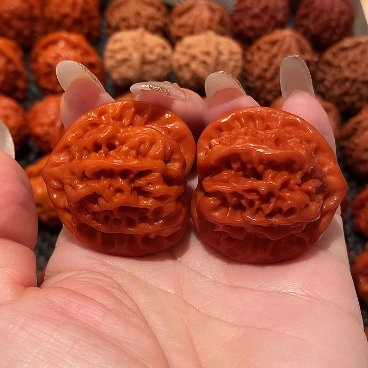 吊坠文玩核桃38玉化官印狮子头0704