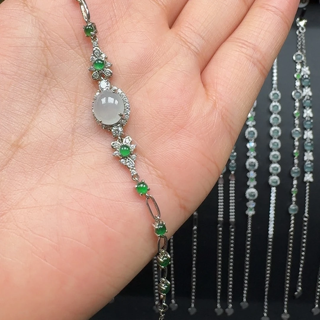 翡翠银S925镶嵌手链