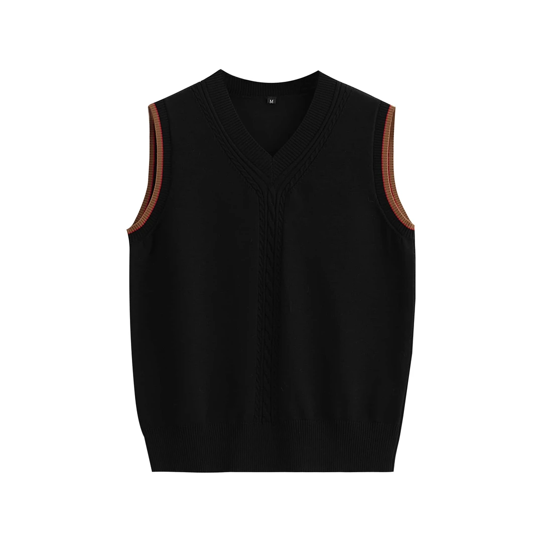 【断码不加码】经典-女士百搭-无袖针织套头-V领-马甲