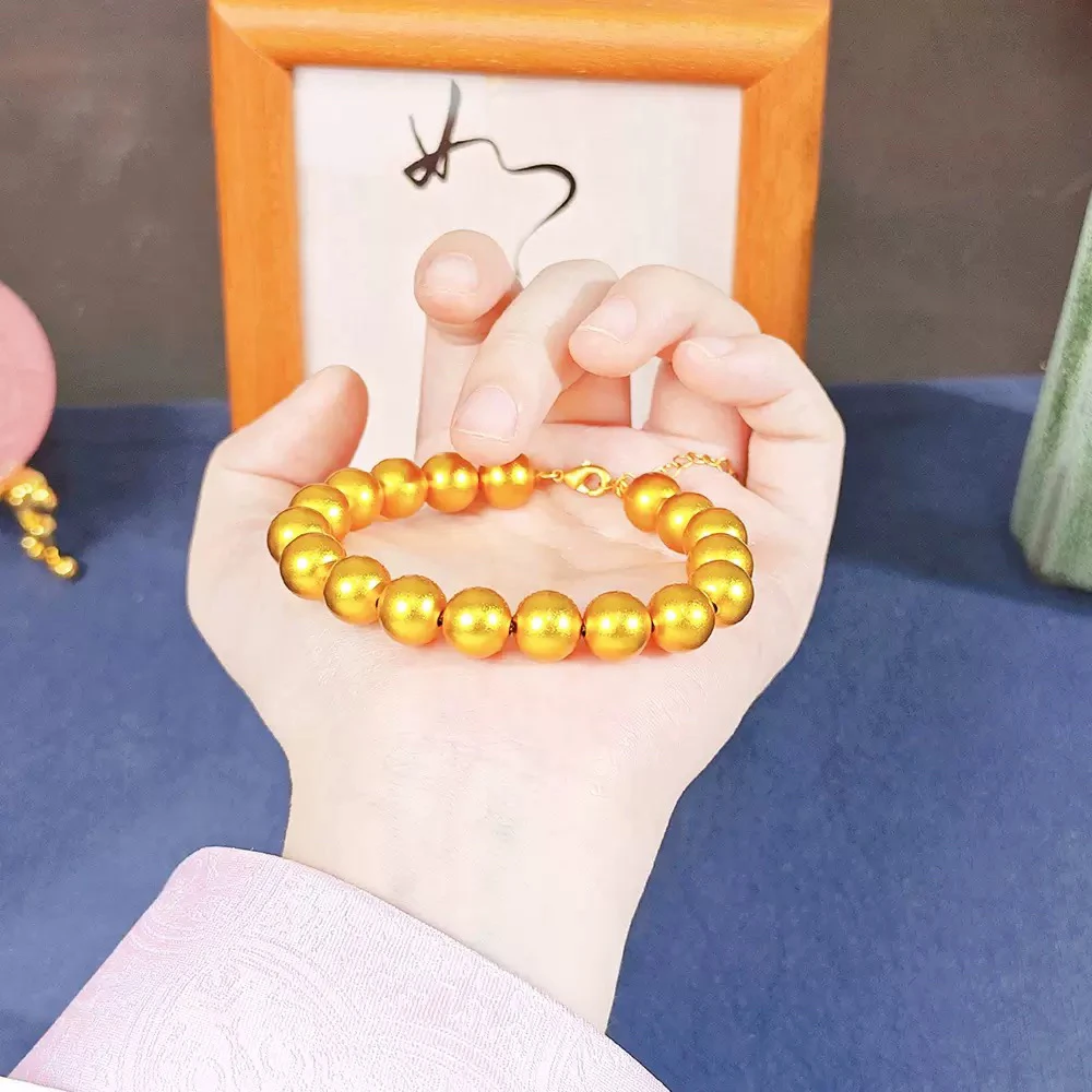 黄铜手链 古法传承磨砂珠手链复古经典圆珠佛珠手串转运珠