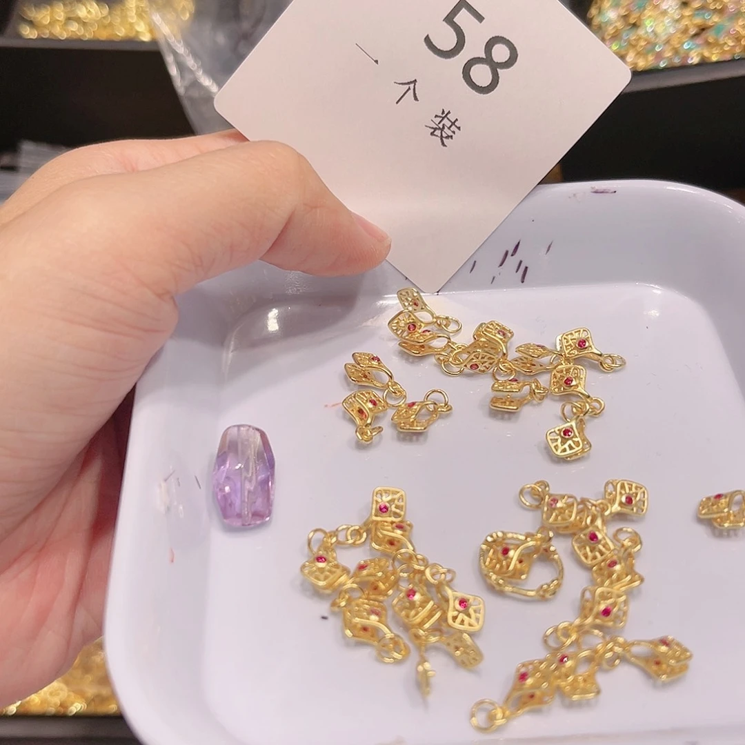 紫晶珠宝半成品银S925镀金镶嵌58
