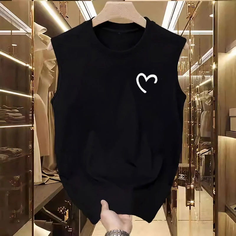 仓石一树简约运动休闲背心男士夏季宽松纯棉健身训练无袖T恤印花