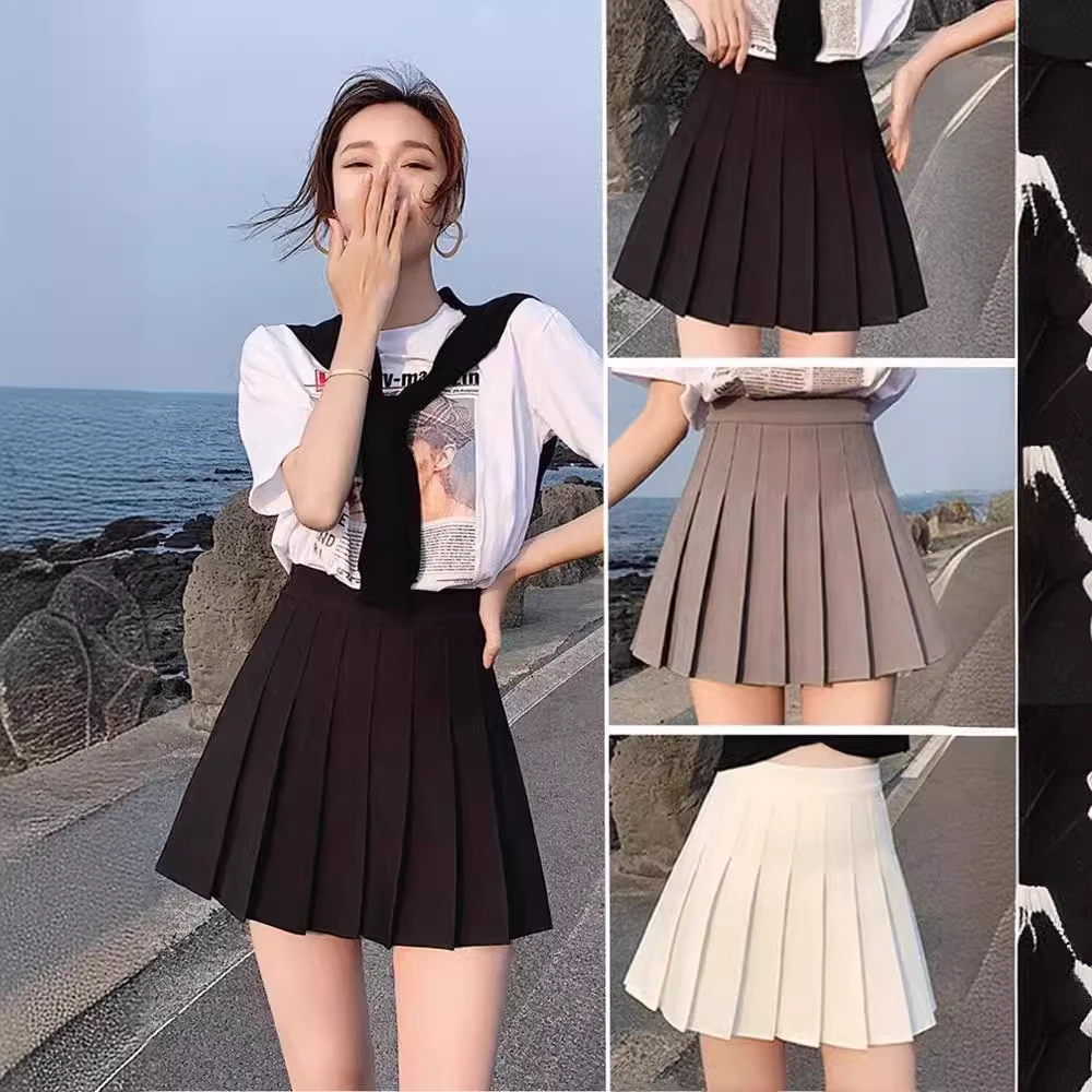 黑色百褶裙女春秋2024新款小个子jk短裙灰色高腰a字夏季半身裙子