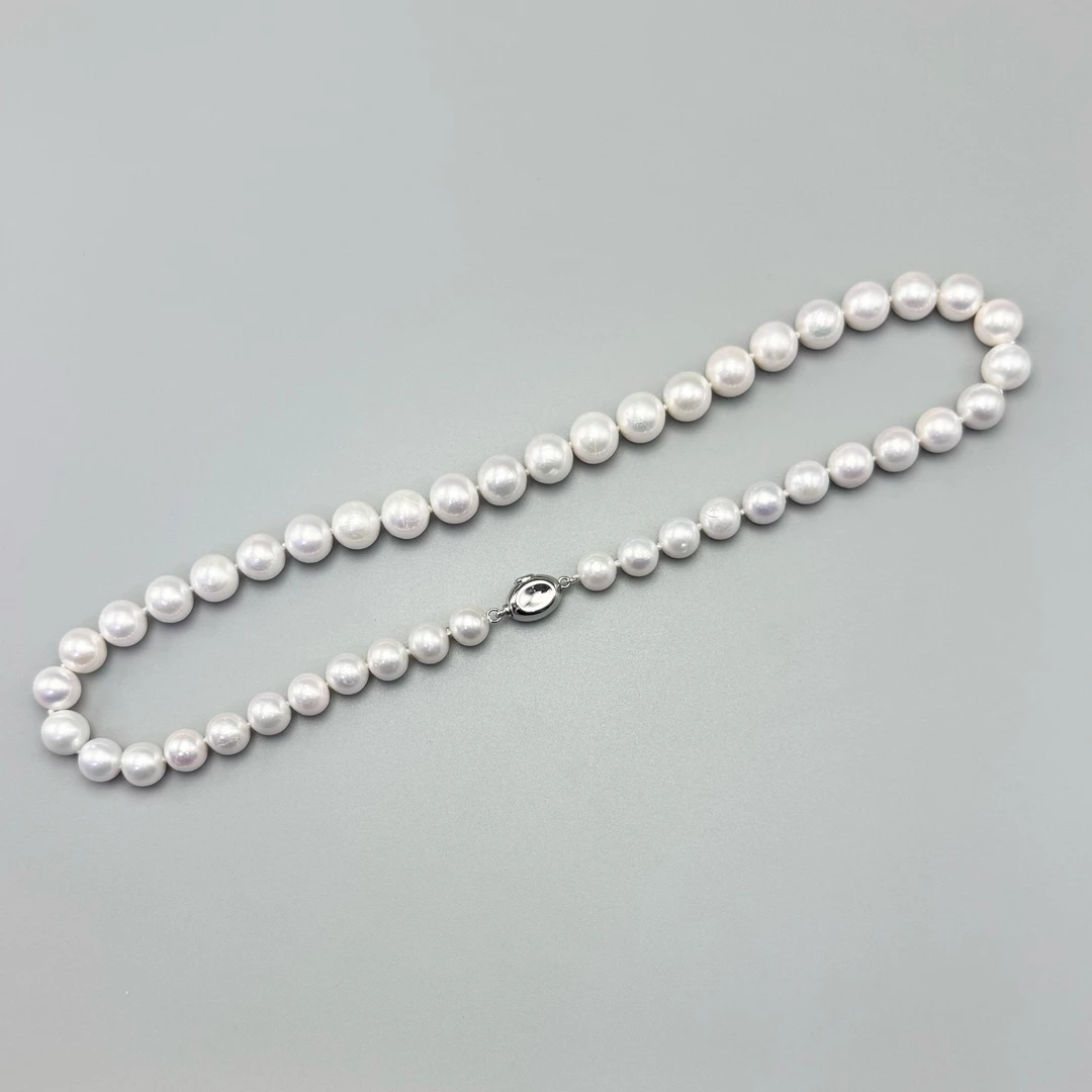 天然淡水【纯白天使】白色珍珠项链8-11mmS925银