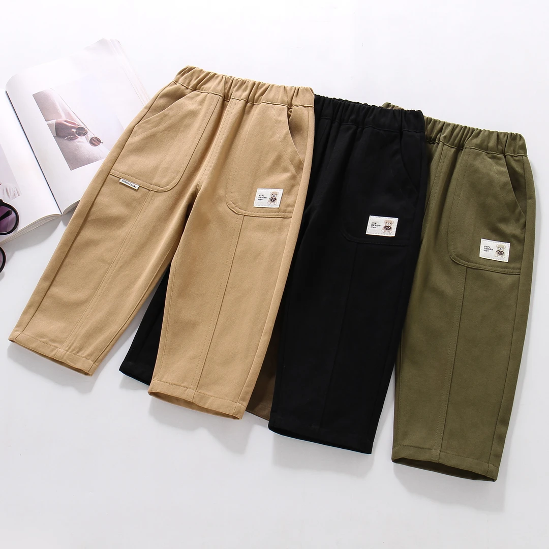 儿童裤子春秋季新款直筒裤男童长裤洋气宽松裤子纯棉中小童宝宝裤