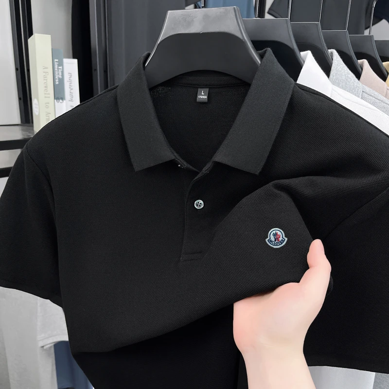 奥特莱斯撤柜丨蒙家徽标夏季翻领短袖T恤男士休闲纯棉高端POLO衫
