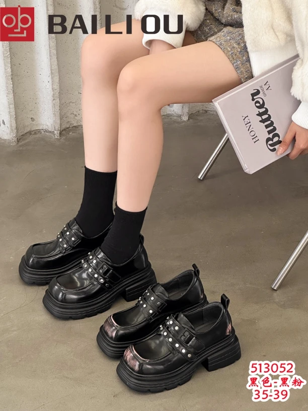 513052百搭复古2025年春季新款乐福鞋厚底方头时尚休闲鞋