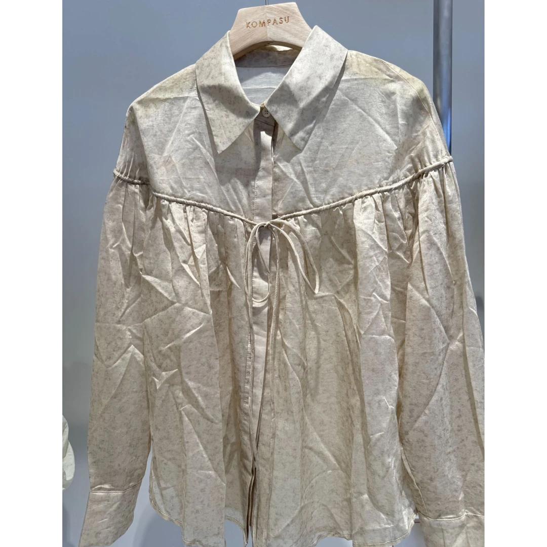 直播链接——复古风纯色衬衫夏季透气做旧V领轻职风纽扣衬衫领