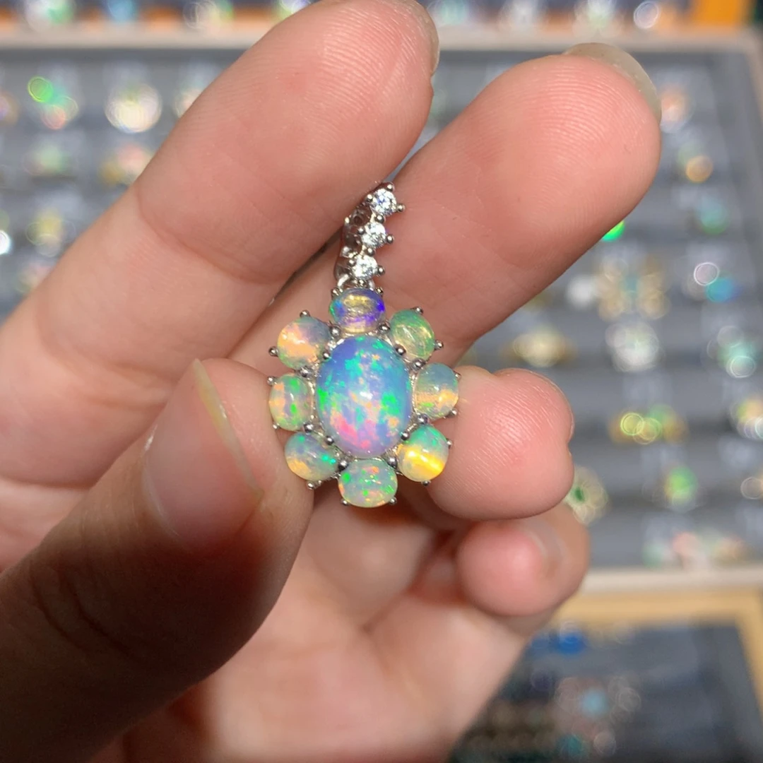 银S925镶嵌欧泊欧泊吊坠y