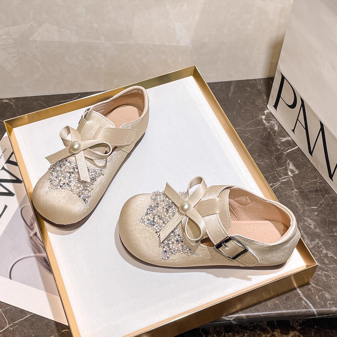 女童公主鞋春秋新款软底女孩皮鞋爱莎鞋子礼服单鞋儿童水晶勃肯鞋