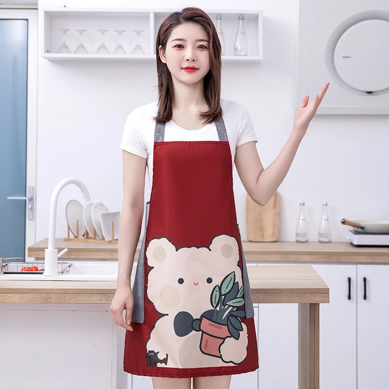 时尚卡通防水围裙厨房做饭可擦手防水防油防污工作服家用耐脏