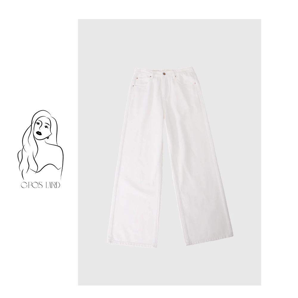 多肉宝贝【苹果型H型穿的直筒裤】后袋刺绣牛仔裤高腰显瘦DY10077-1