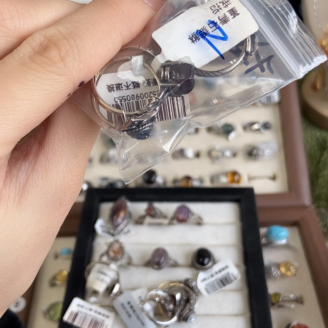 咸***-未镶嵌戒指水晶复古银3