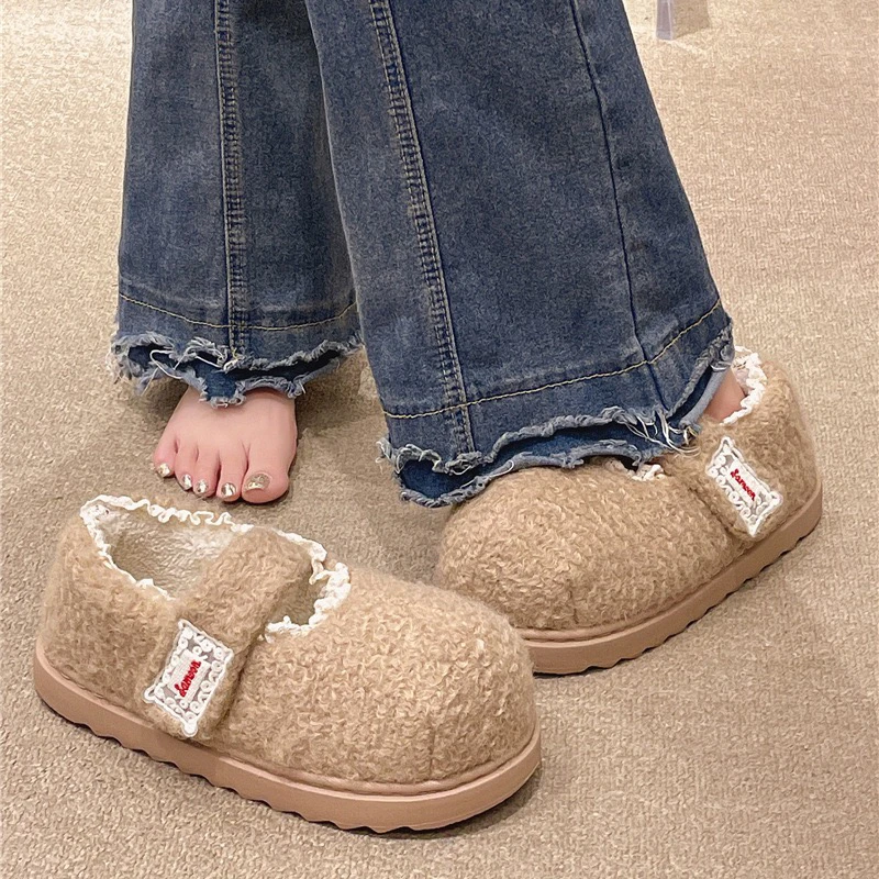 2025秋冬新款玛丽珍包头棉鞋女韩版厚底舒适百搭居家加绒防滑保暖