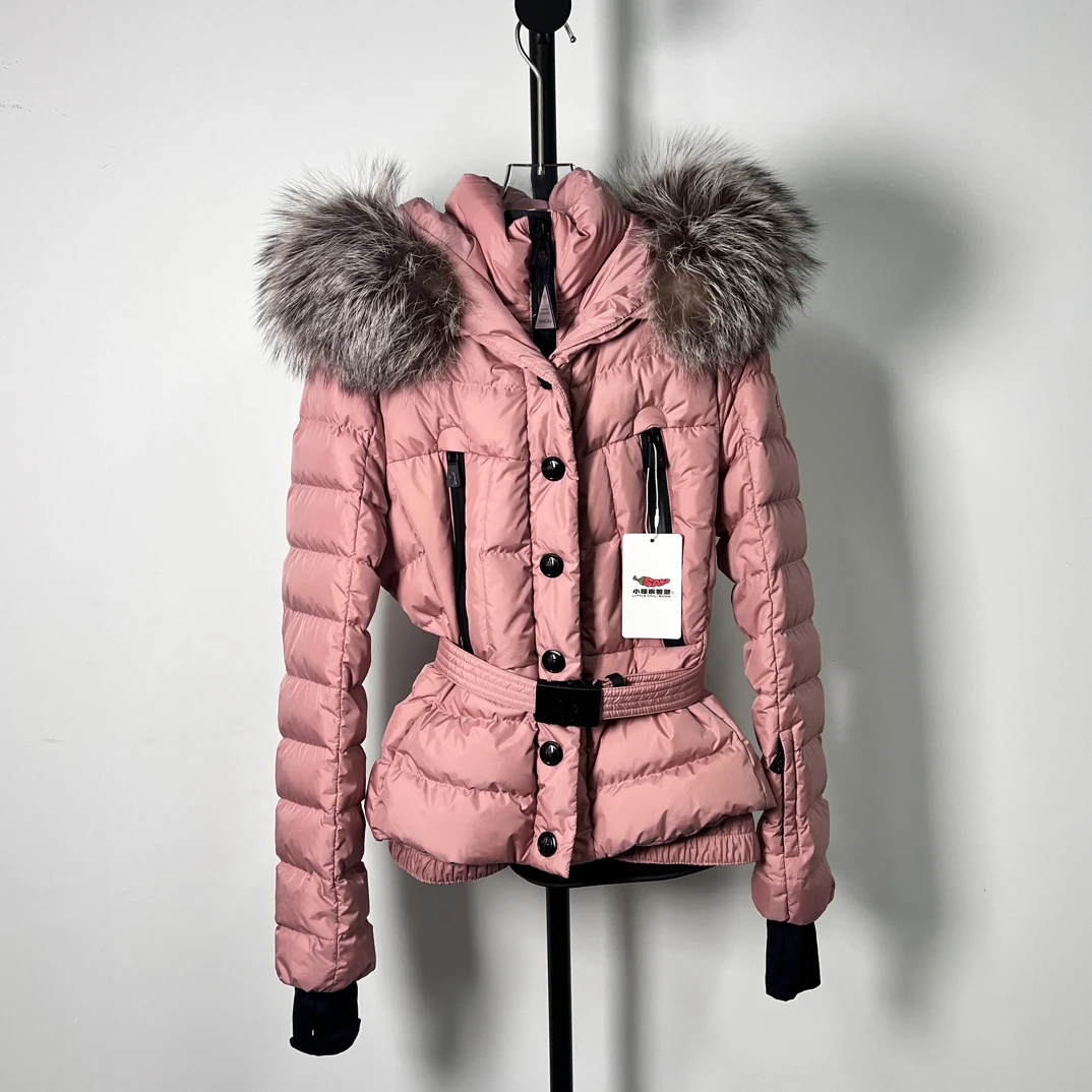 99新 MONCLER CZF1986/干枯玫瑰粉滑雪系列羽绒服/尺码2码