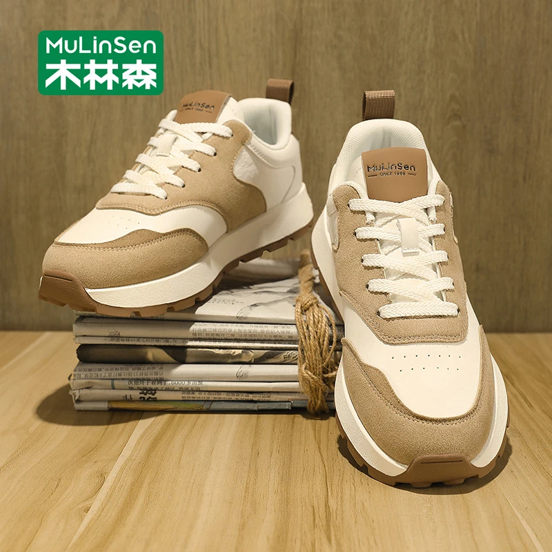 木林森运动鞋男款春秋季新款透气老爹潮鞋一脚蹬减震跑步休闲男鞋