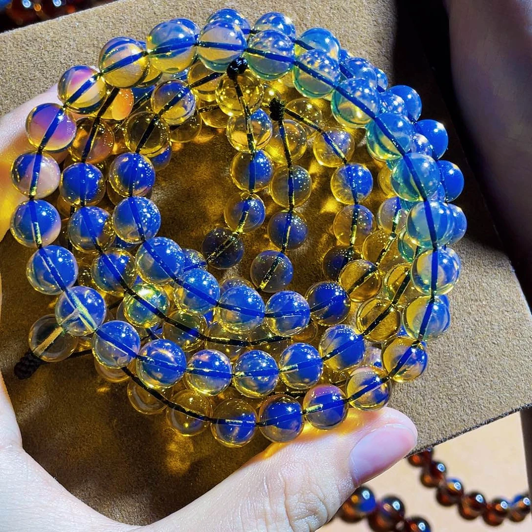 蓝珀未镶嵌裸石7加108净水天空蓝