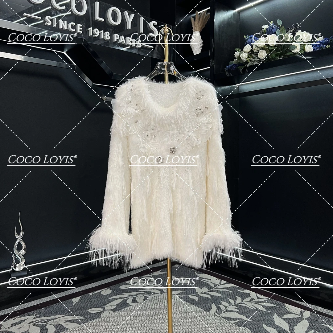 【米娜专属】小香风气质网红白色轻奢短款时尚编织毛衣2412084