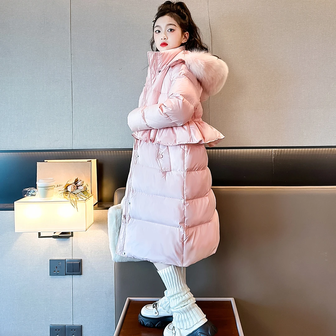 女童棉衣加长款女孩冬款棉衣加厚保暖洋气羽绒棉服韩版中大童棉袄