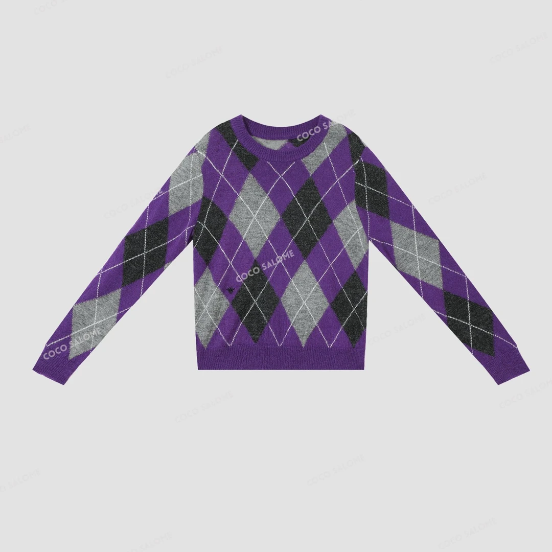 安安推荐【珠帘玉幕】菱形撞色热力感毛衣BW24D50495-MY