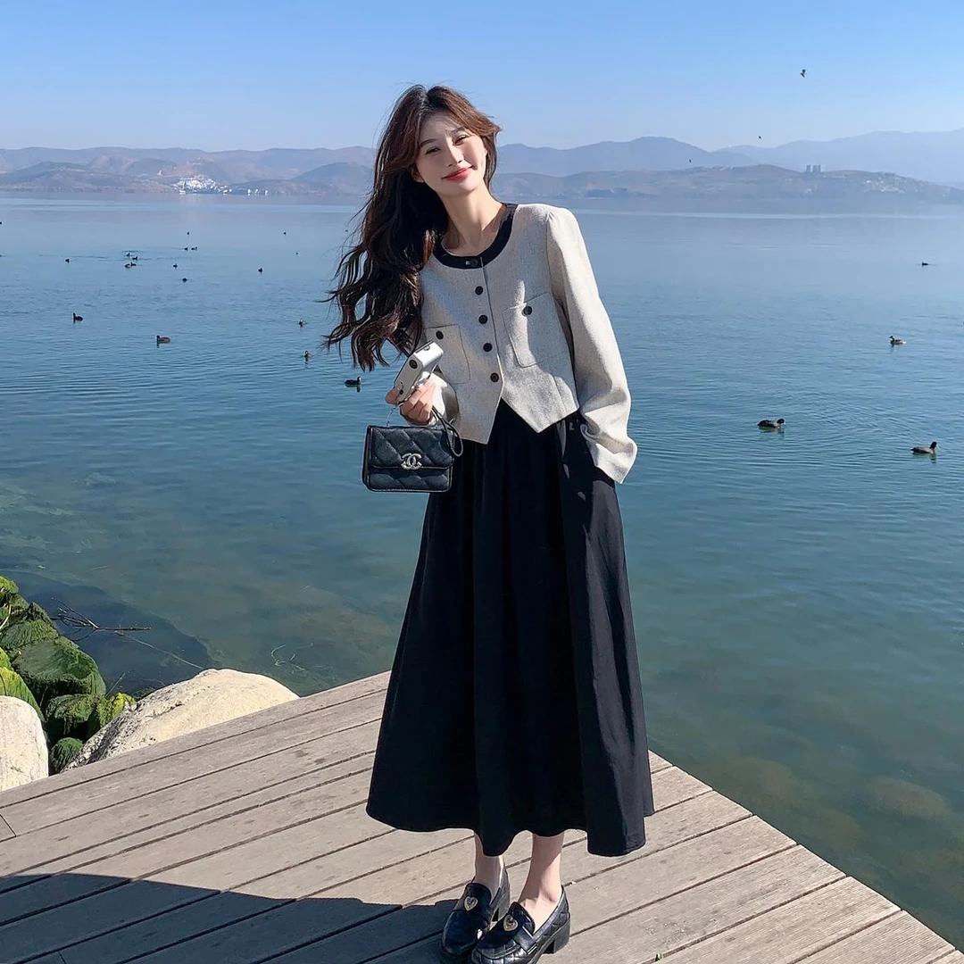 穿搭一整套洋装套装春秋女2025新款小香风法式气质时尚两件套