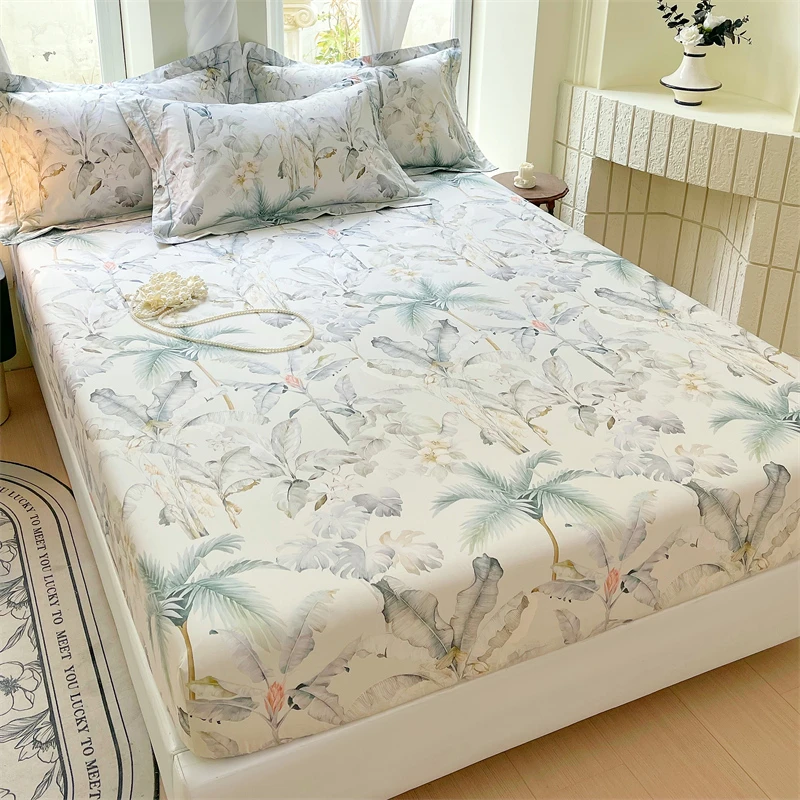 高支高密纯棉床笠100%新疆棉床垫保护罩清新床罩家用四季通用亲肤