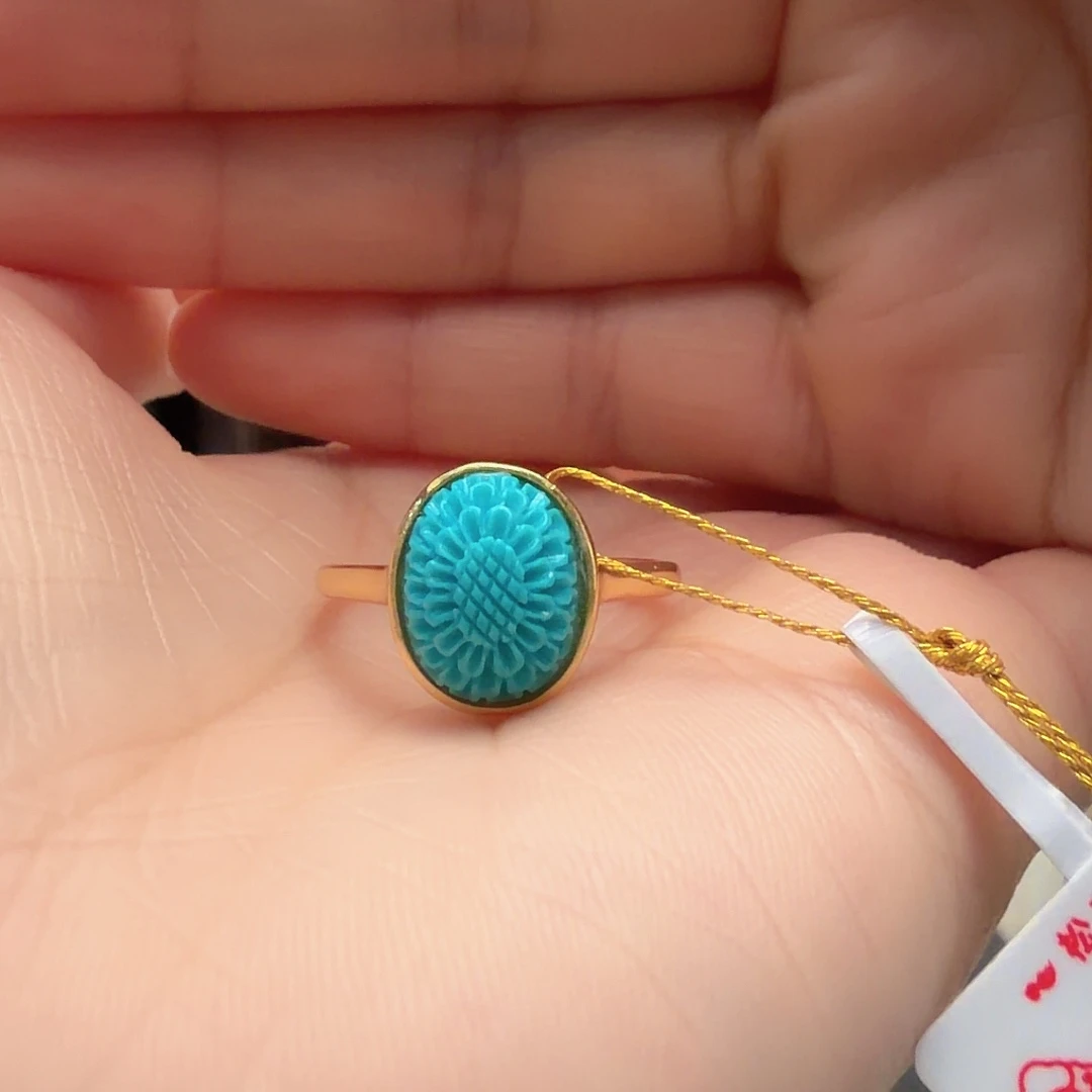 绿松石银S925镶嵌戒指