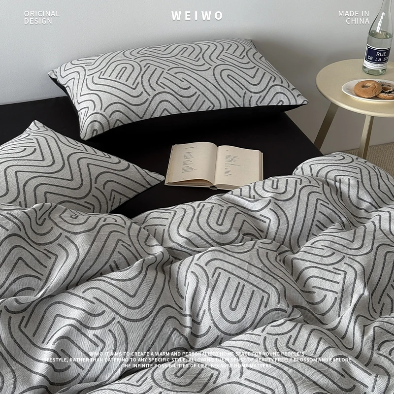 唯卧2025新款四件套侘寂风100%全棉床单纯棉被套床上用品四季通用