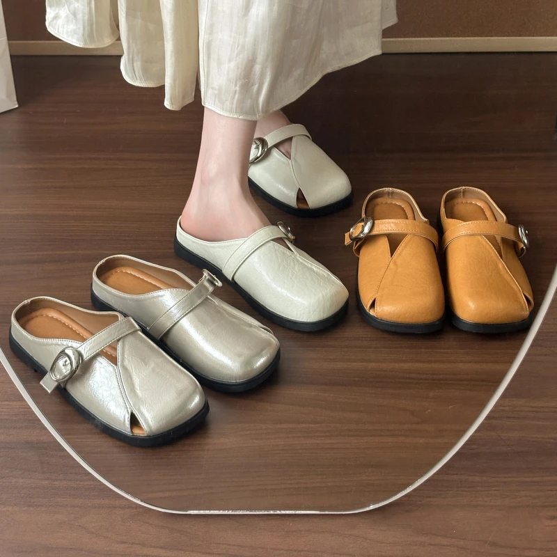 包头半拖鞋女夏外穿2025新款超火高级感配裙子一脚蹬懒人凉鞋凉拖