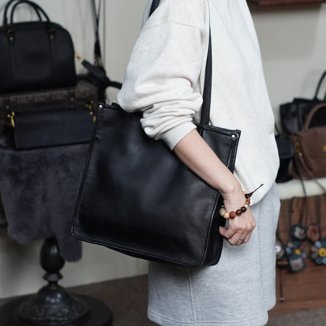 [冰语]2025秋冬新款真皮女包休闲简约百搭腋下单肩托特包-251013