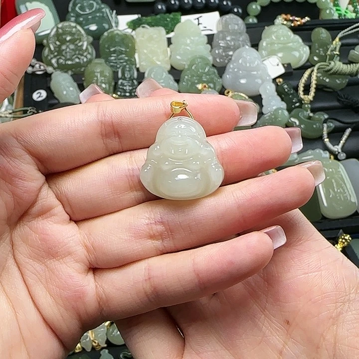 颈饰银S925镶嵌和田玉微*