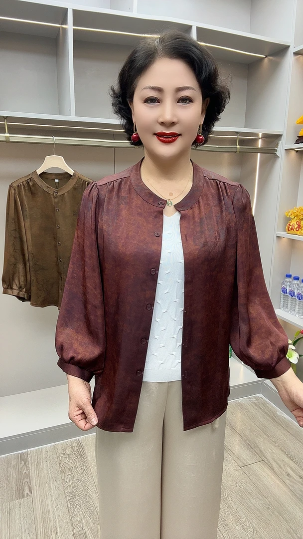 GY#58-A7开衫-9分袖 衣长65 中老年女装 夏季新款时尚洋气衬衫