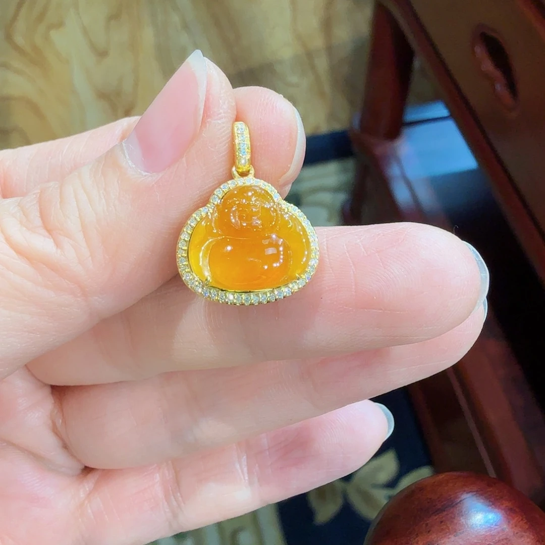 翡翠吊坠(不含链)18K金镶嵌吊坠