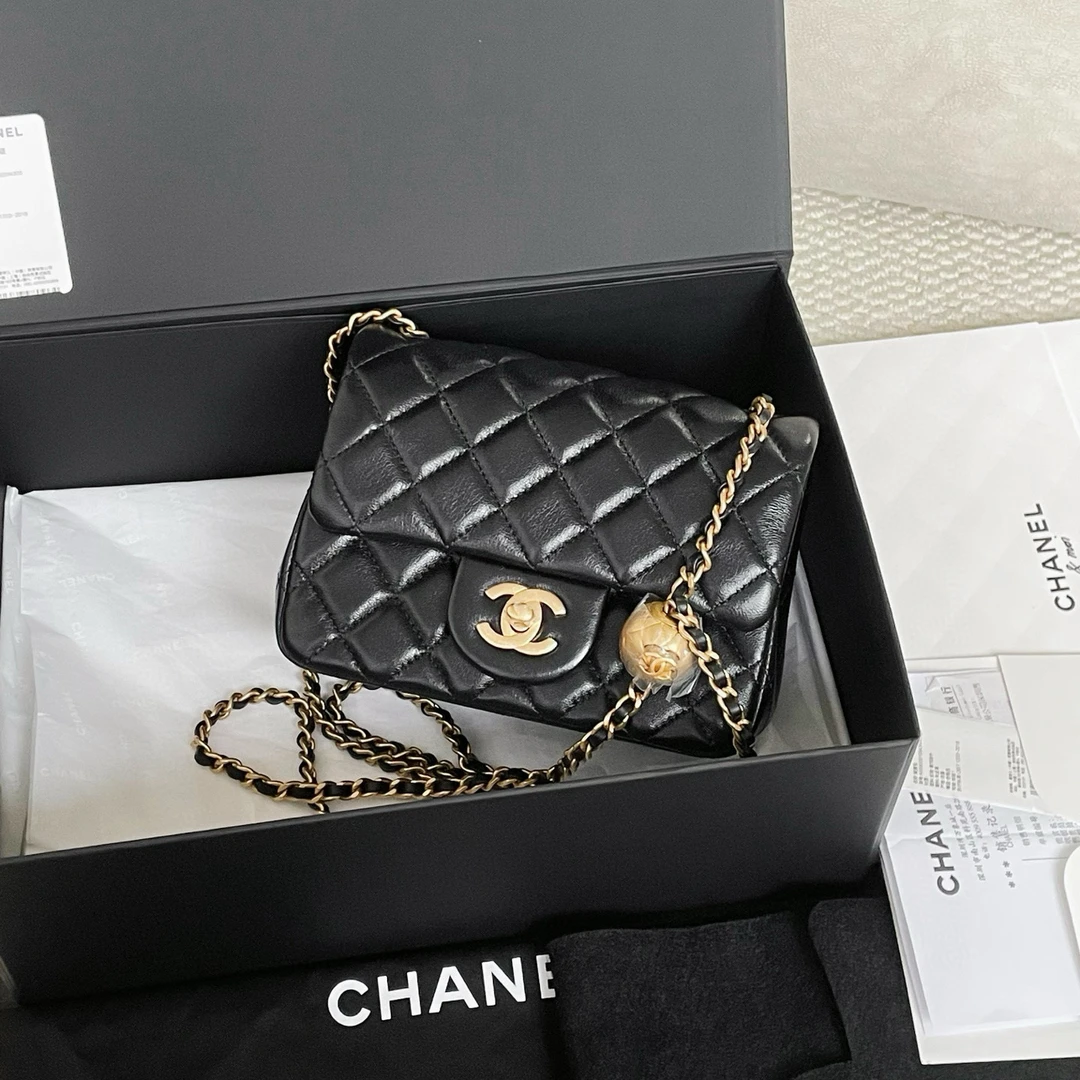 未使用 Chanel/香奈儿 25A黑金金球方胖子羊皮芯片全新JM2-8363