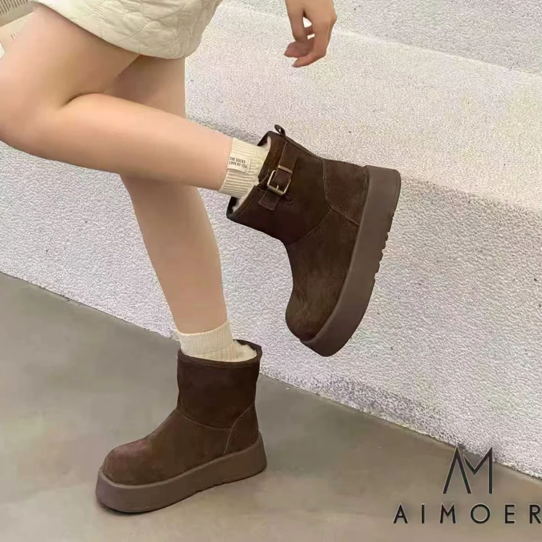 【WE】复古绒面厚底加绒保暖雪地靴短靴