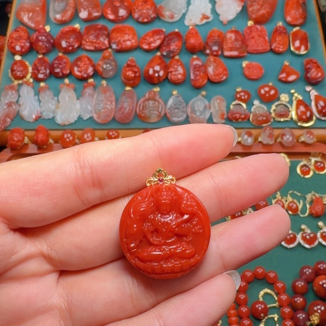 南红玛瑙南红18K金镶嵌