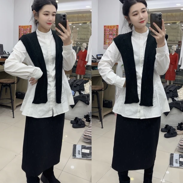 DD-针织披肩外搭韩版显瘦衬衫（发货3-5）
