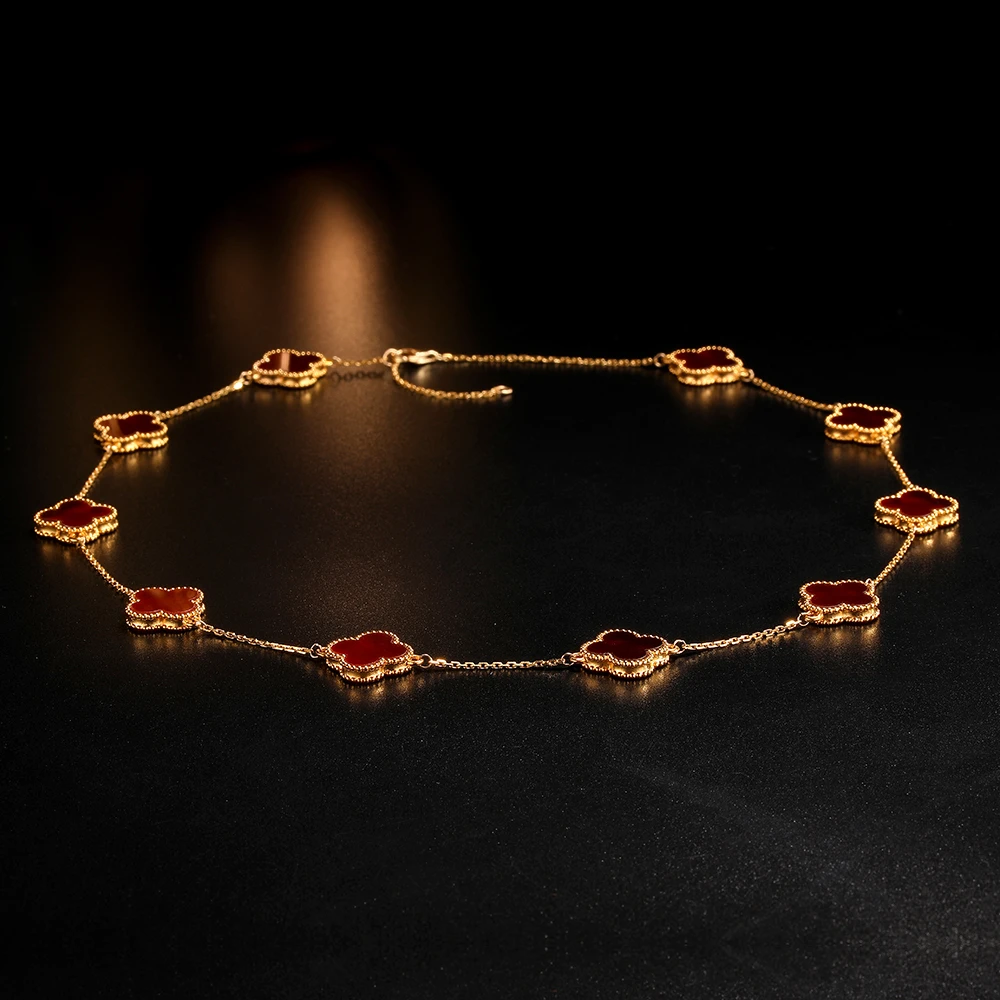 【婷婷专属】18k金红玛瑙十花13mm项链 经典时尚复古轻奢百搭气质