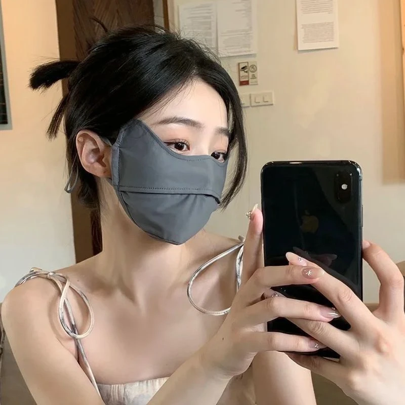 冰丝透气防晒口罩夏天5D立体防紫外线遮阳护眼角锦纶防晒面罩薄款