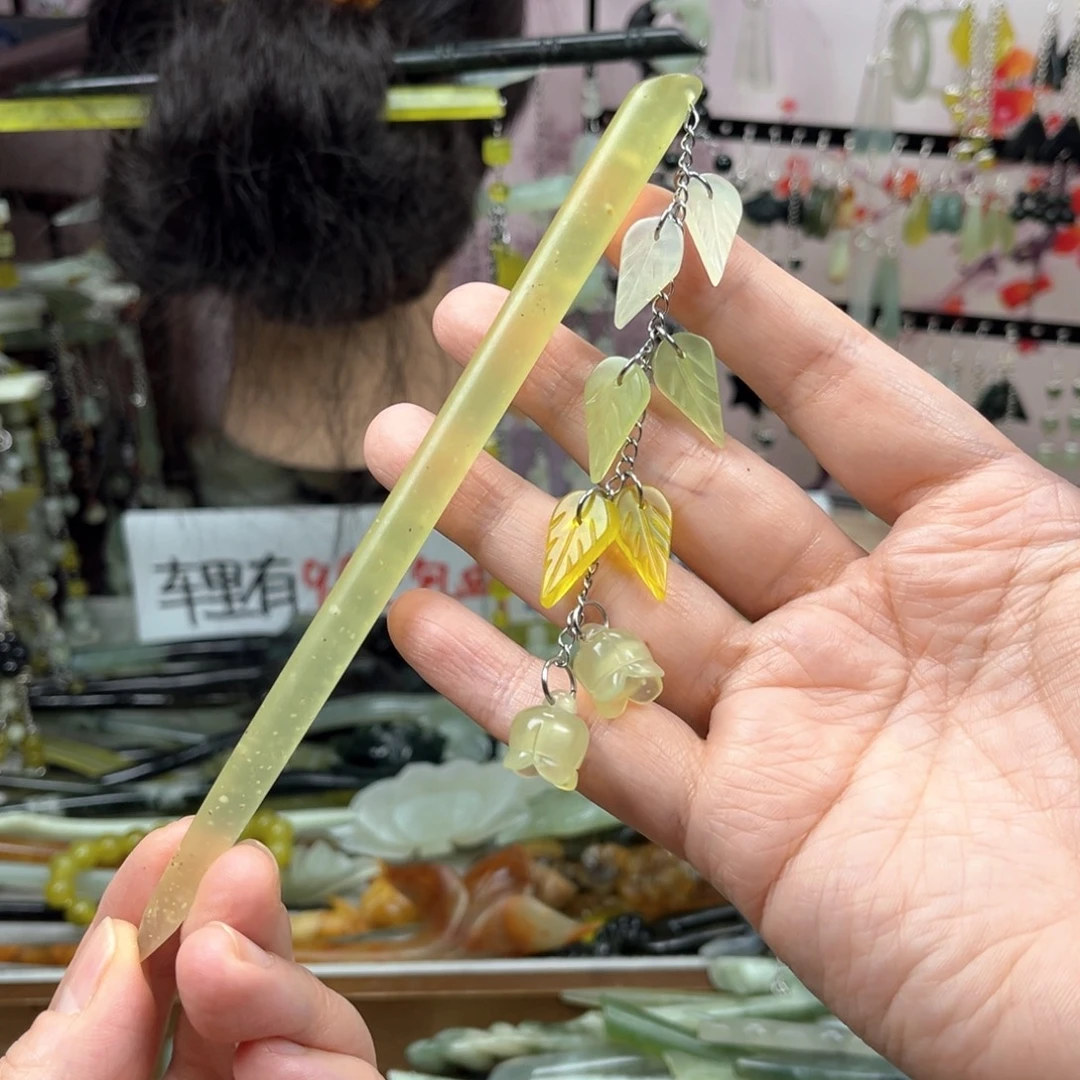 岫玉未镶嵌发饰长度16.5厘米左右