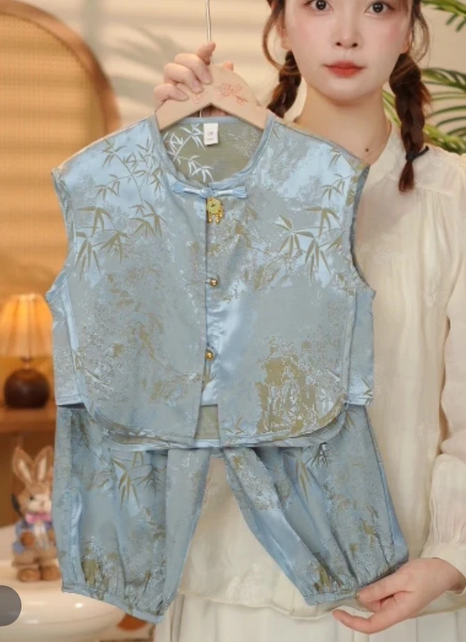 【现货】夏季2025新款新中式儿童古风汉服薄款无袖套装29280