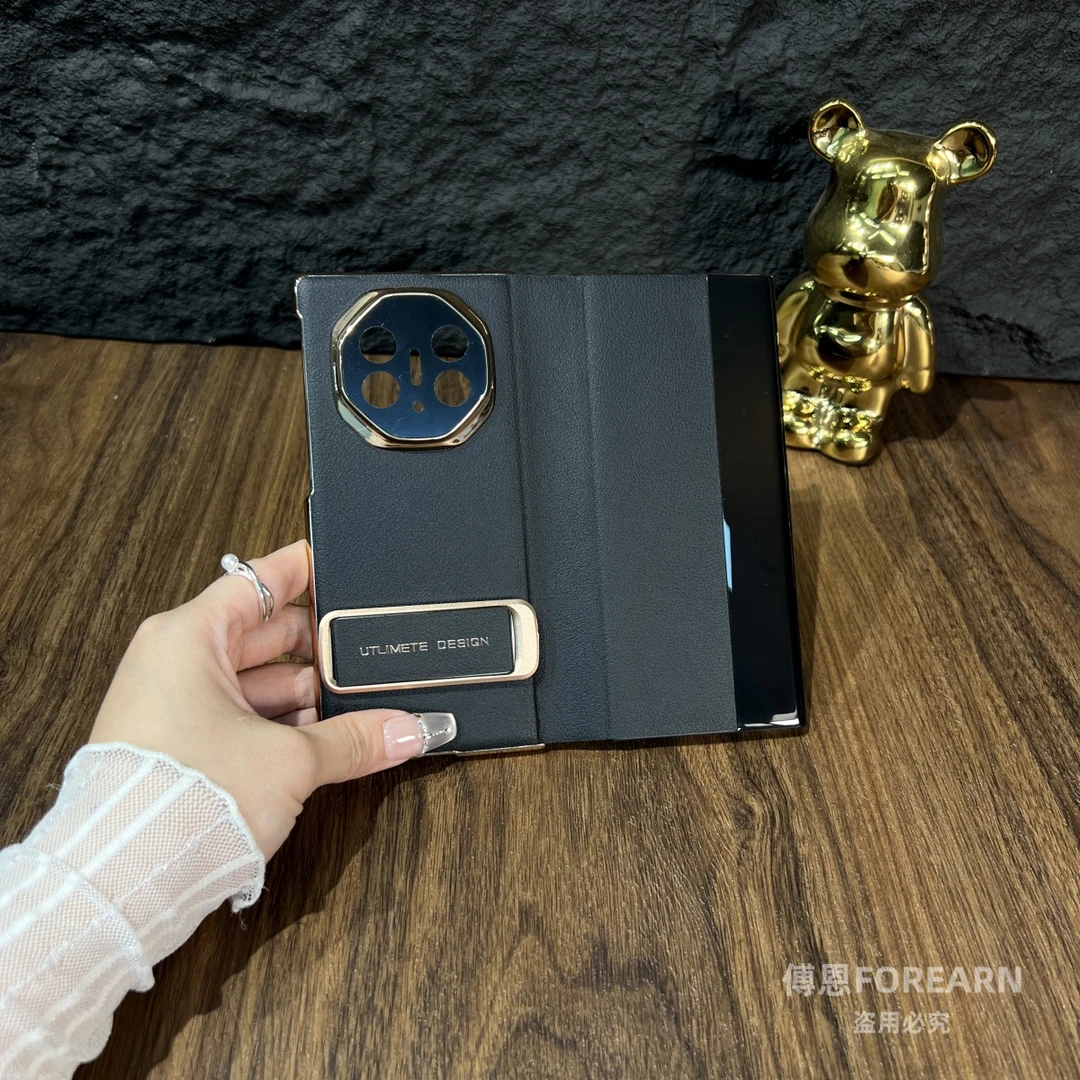 适用于华为MateXT手机壳mate xt真皮三折叠屏手腕带支架防摔皮套
