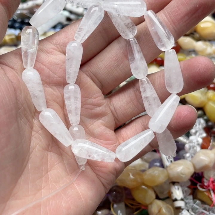 玛瑙/玉髓合金珠宝半成品一条8x20m白水晶水滴