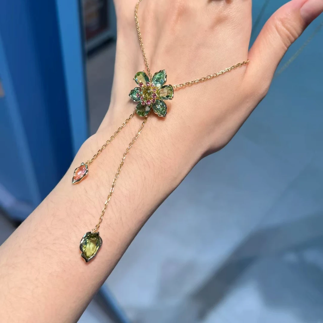 合金仿水晶项链 精致欧美风首饰女轻奢气质饰品日韩时尚百搭绿色