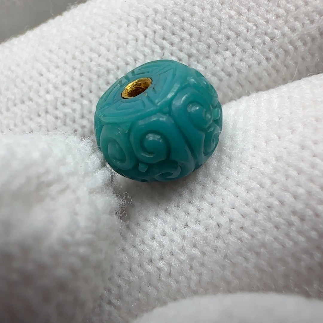 绿松石足金镶嵌颈饰原矿松石